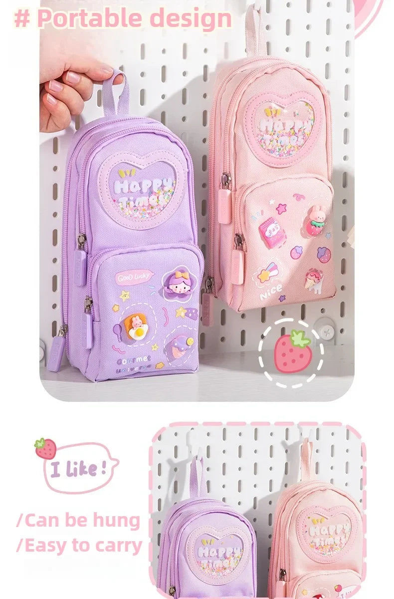 High Appearance Cute Cartoon Shaped Handheld Pencil Case with Large Capacity and Dirt Resistant Stationery Storage Bag
