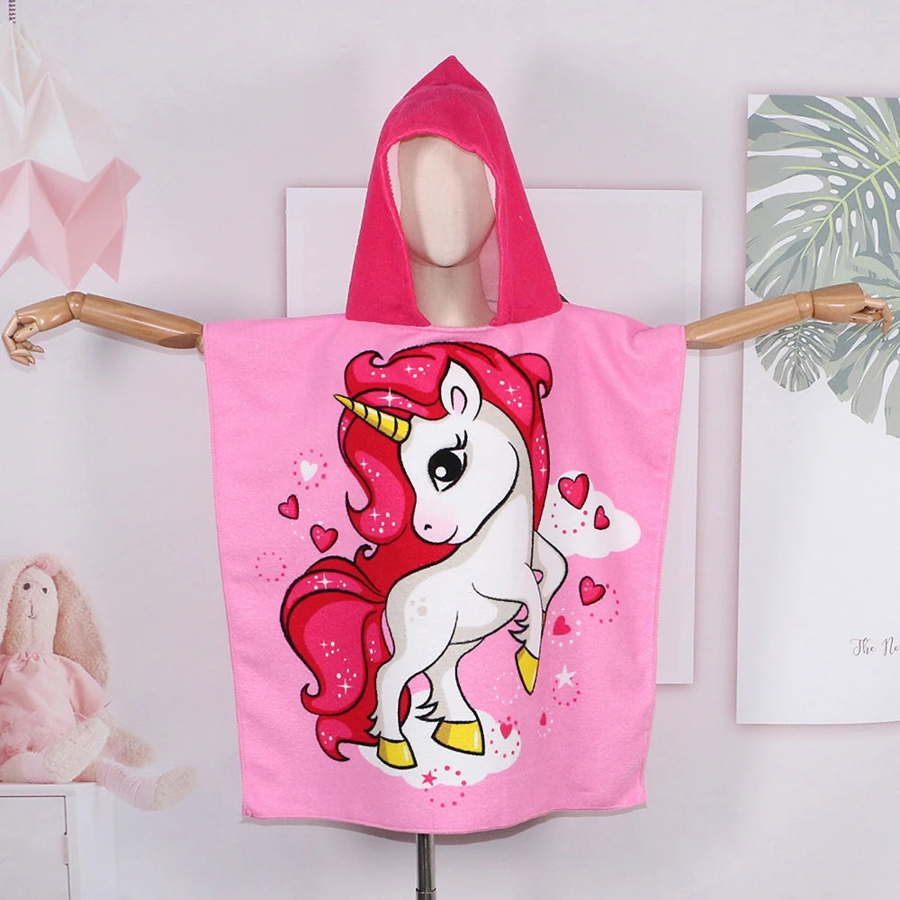 Unicorn Bathrobes for Children Baby Kids Cartoon Beach Towels Kids Bath Stuff Poncho Toddler Newborn Wrap Blanket Baby Bath Robe