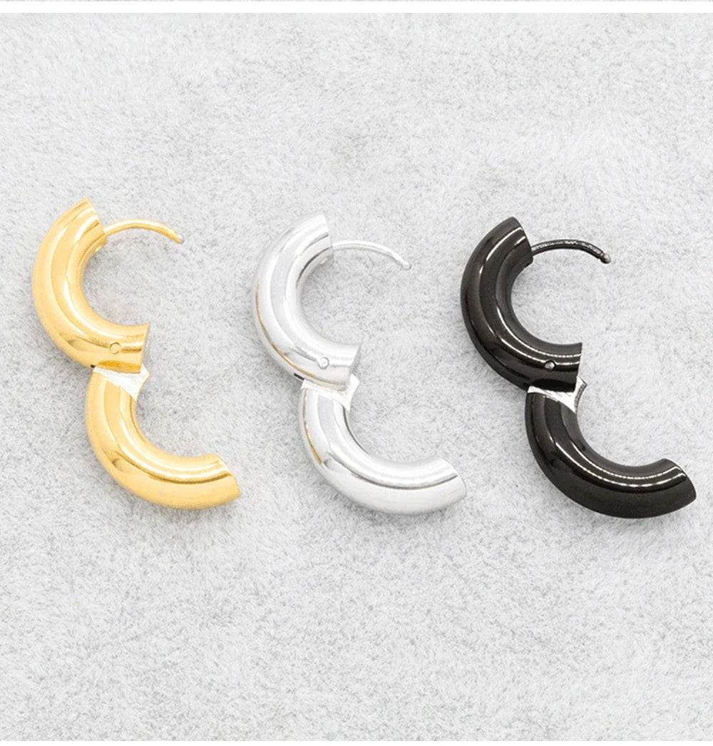 2pc Stainless Steel Small Hoop Earrings Punk Hip Hop Circle Round Huggie Hoop Earrings for Women Men Ear Ring Ear Bone Buckle