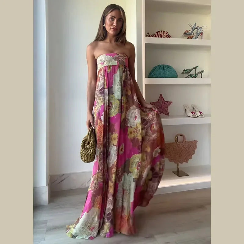 Sexy Flora Painted Ruffle Slim Dress Women Elegant Full Sleeves A-line Short Dresses 2026 Lady Summer Party Holiday Robes
