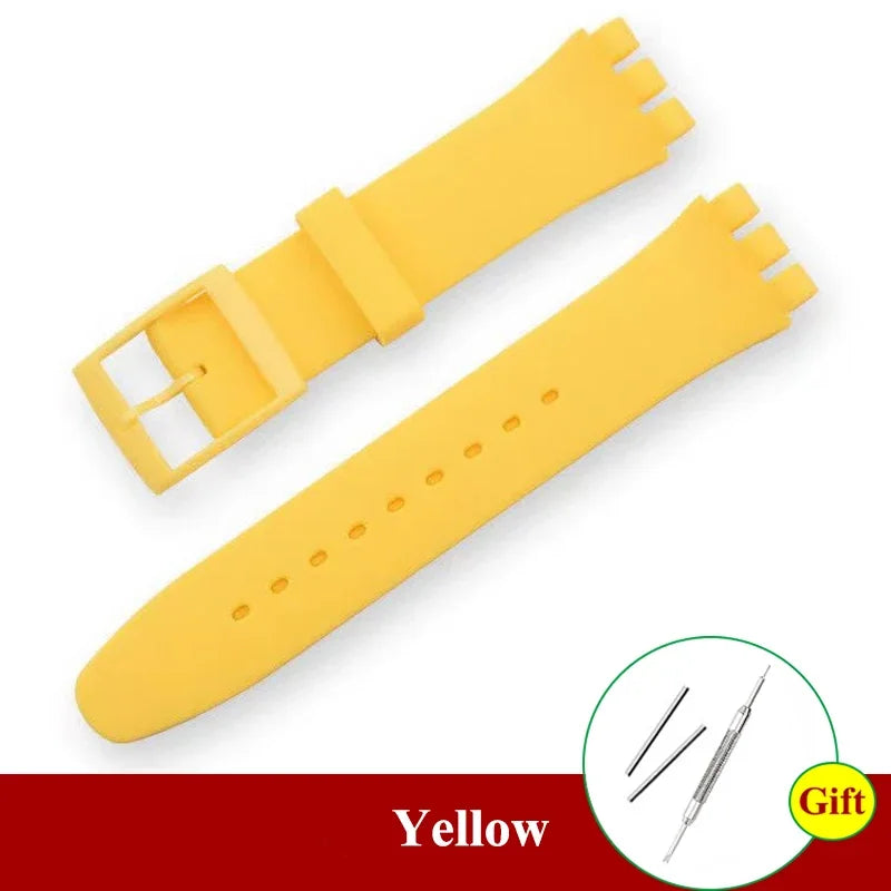 for Swatch Men Women Rubber Watch Band Soft Silicone Straps 16mm 17mm 19mm 20mm Sport Replacement Bracelet Wristbelt Accessories