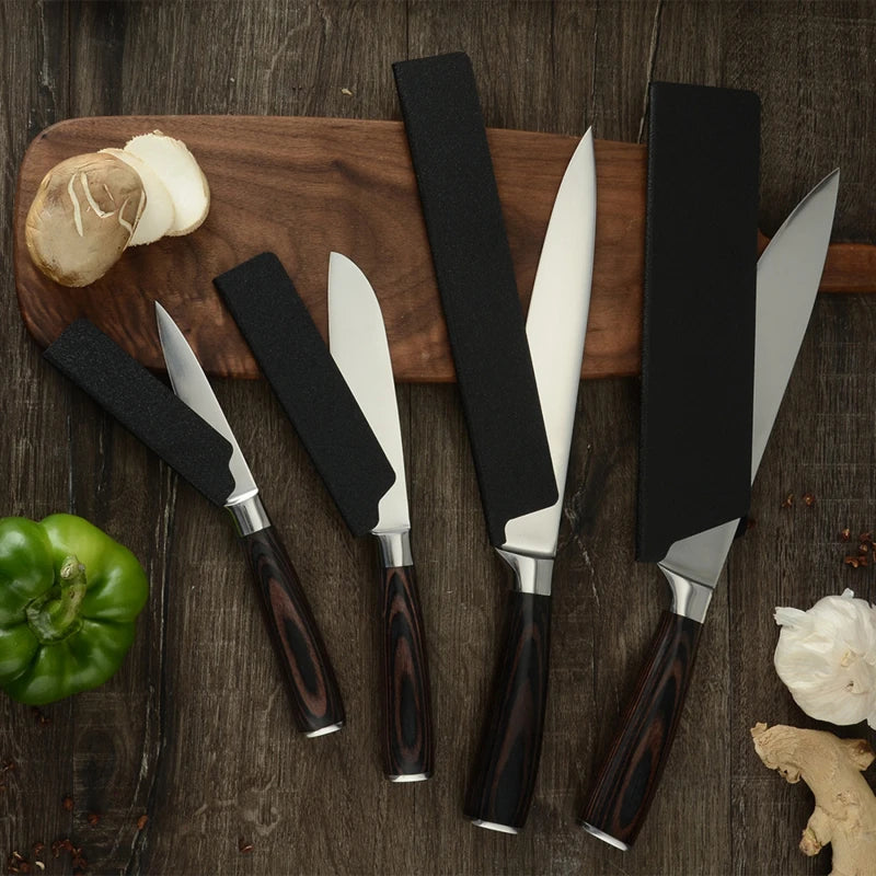 1/4PCS Kitchen Knife Sheath Black Knives Edge Protector Universal Cover Fit For 3.5''/5''/8'' Slicing Chef Fruit Knives Guard
