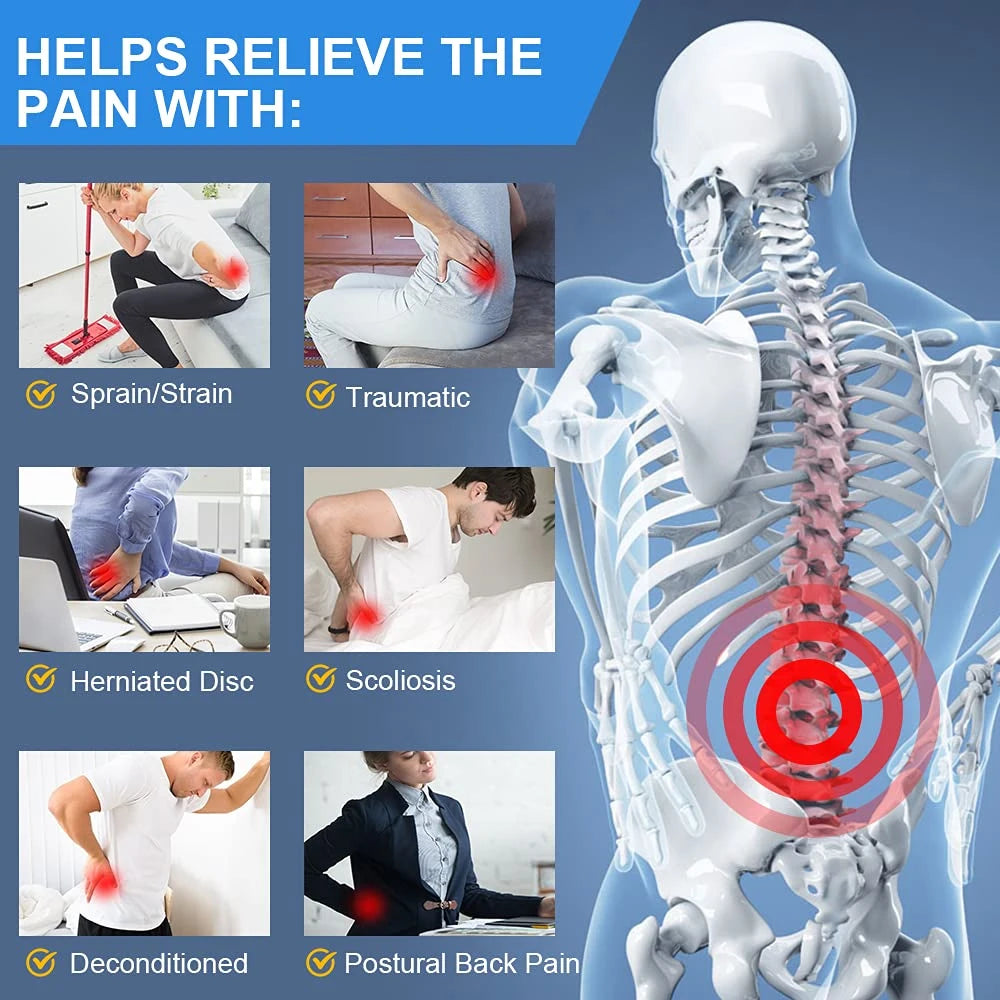 Adjustable Waist Support with Ergonomic Lumbar Pad for Spinal Alignment Sciatica Scoliosis and Herniated Discs - for Men & Women