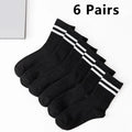 6Pairs/lot Middle Tube Mid Length Stockings Set For Men in Solid Black And White Breathable Socks