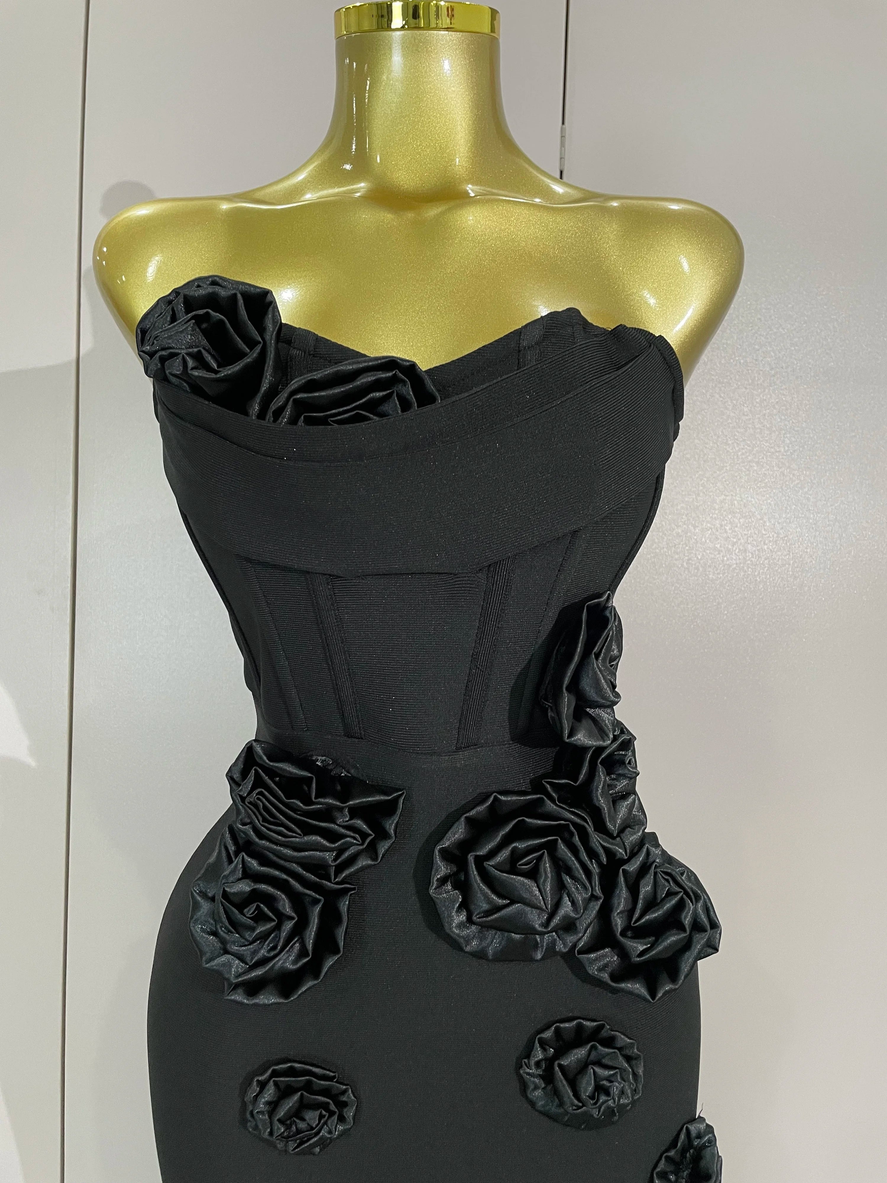 Sexy Fashion White Elegant Strapless Flower Bodycon Long Dress Women Casual Streetwear Club Birthday Party Slim Elegangt Dresses