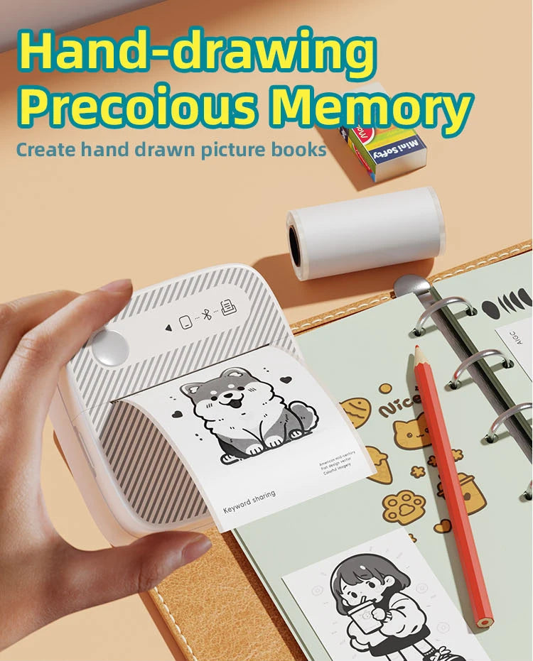 DOLEWA B3 Portable Mini Printers Wireless Bluetooth Inkless Sticker Maker Printer Tag Price Machine for Office School Kitchen