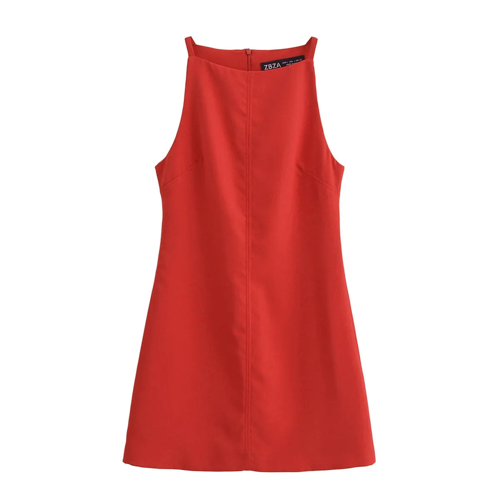HXAO Women's Dress Summer 2025 Red Blue Black White Yellow Dress Off Shoulder Sleeveless Slip Dresses Vestidos Holiday Dress 066