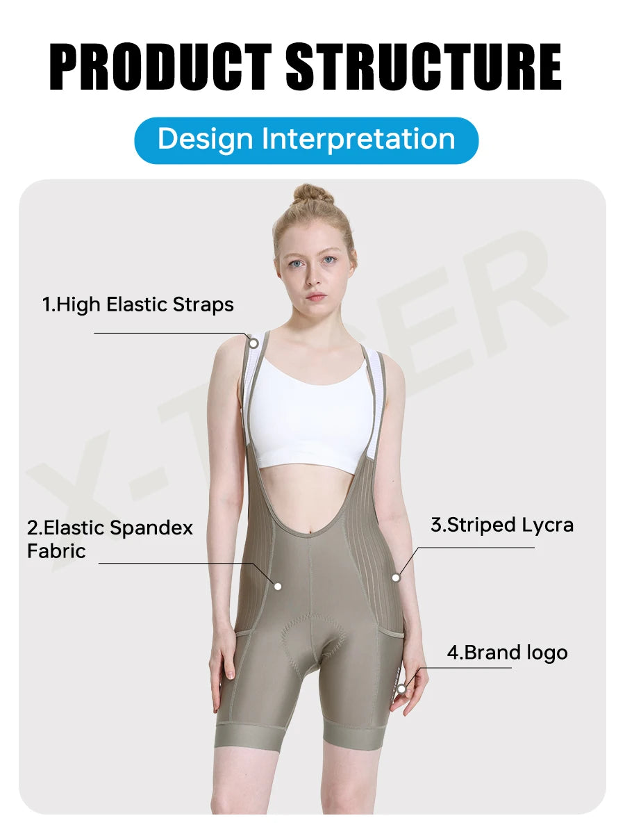 X-TIGER Bib Shorts Cycling Women 5D Thick Padding Mountain Road Bike Bib Shorts Summer UV Protection Professional Cycling Shorts
