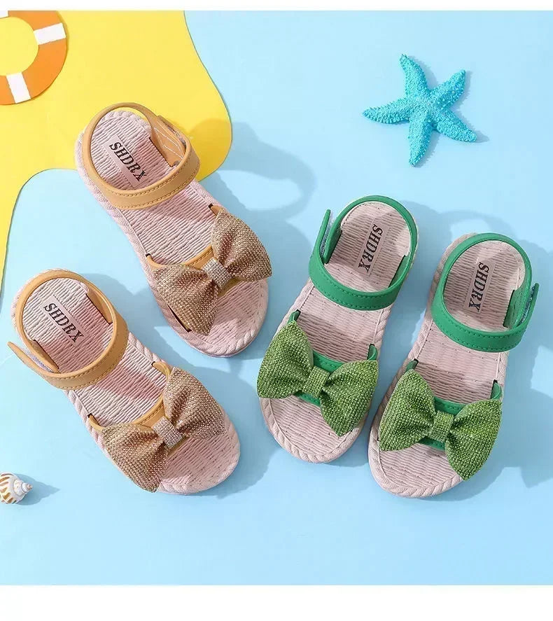 Girls Sandals Summer New Arrival Korean Style Big Kids Casual Flat Soft Sole Princess Shoes Versatile Little Girls Beach Sandals