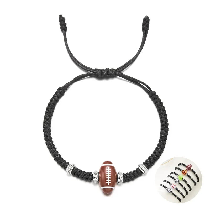 Leisure Ball Games Beads Rope Bracelet Unisex Handmade Braided Adjustable Knot 6 Styles Sports Braslet Outdoor Couple Hand Joias