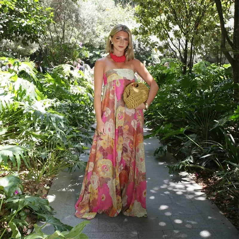 Sexy Flora Painted Ruffle Slim Dress Women Elegant Full Sleeves A-line Short Dresses 2026 Lady Summer Party Holiday Robes