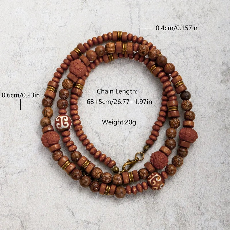1PC Fashion Vintage Ethnic Wooden Beaded Necklace for Men Hippie Necklace Man Tribal Jewelry