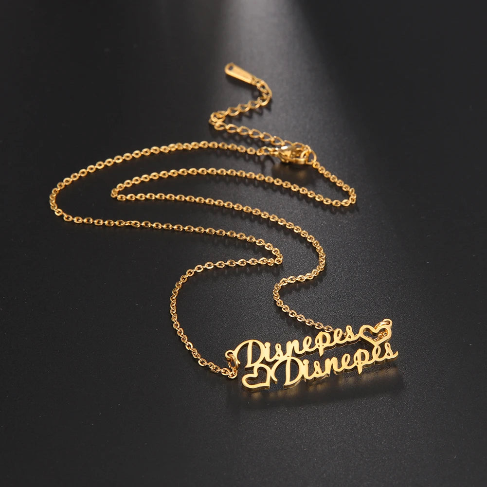 Custom Necklace Name Logo Personalized Pendant Nameplate Gift For Women Men Mother Couple Family Stainless Steel Chain Jewelry