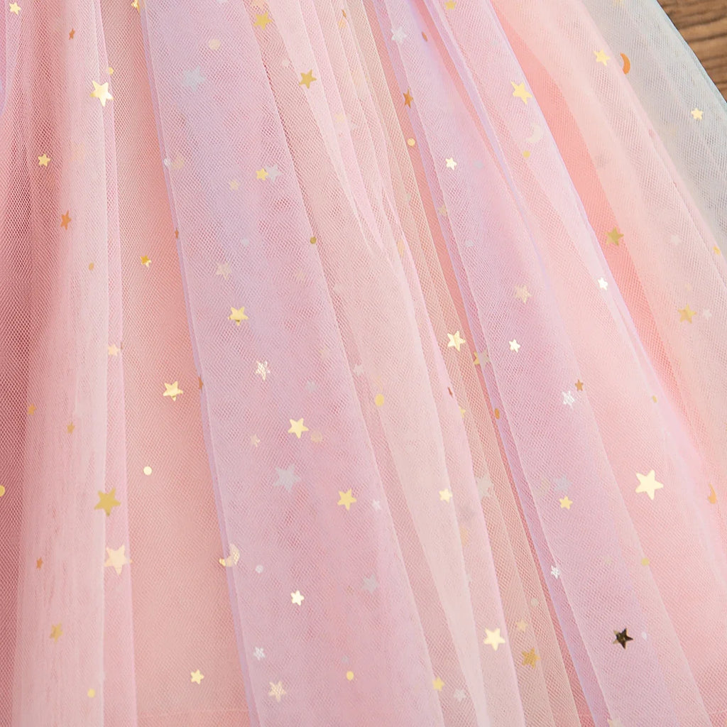 Baby Dresses Summer Colorful Sequins Mesh Baby Girl Dress Sweet Sling Girls Wedding Flower Girl Kid's Dress Baby Girl Clothes
