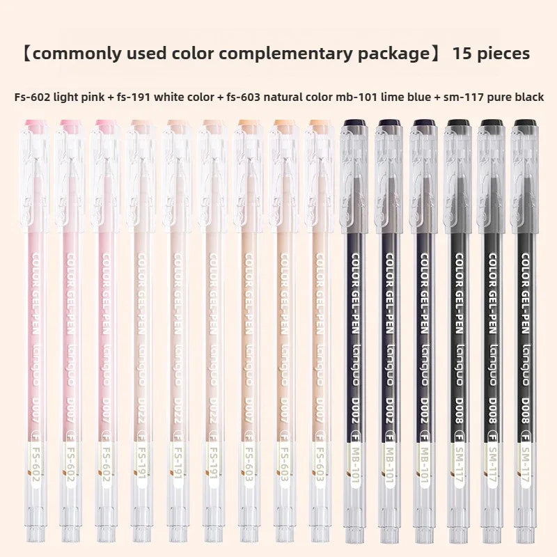 LANGUO Aesthetic Overlayable Skin Tone Gel Pens High-Capacity Art Journaling Replacement School Supplies Stationery