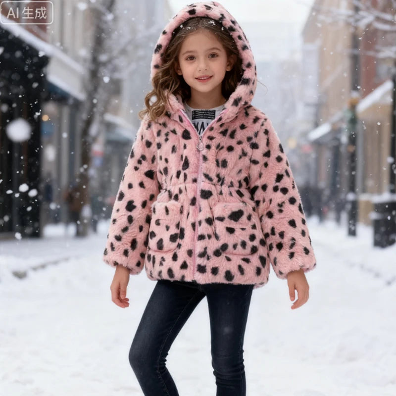 Fashion Girls Plush Warm Jacket Clothing Spring Autumn Children Coat Long Sleeve Toddler Kids Sport Clothing 5 to 10 Years Old