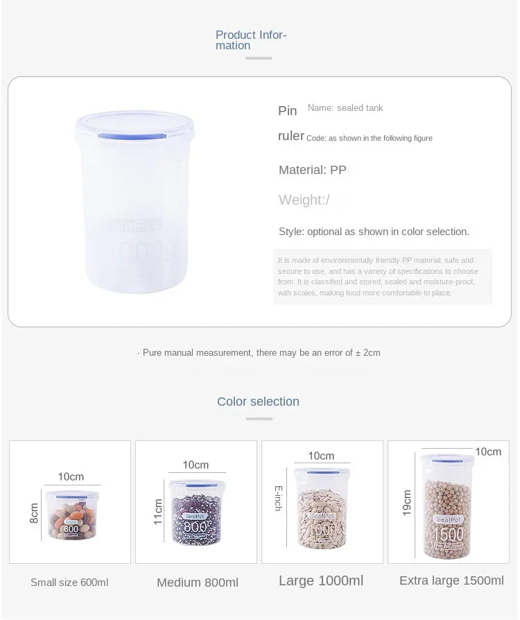 Sealed Jars With Scale Grain Storage Tank Kitchen Food Fresh-keeping Boxes Refrigerator Organize Container Seasoning Spices Can