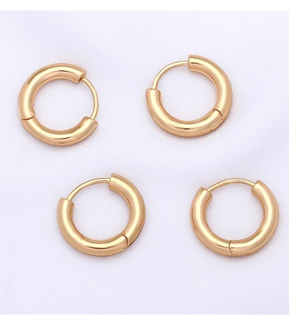 2pc Stainless Steel Small Hoop Earrings Punk Hip Hop Circle Round Huggie Hoop Earrings for Women Men Ear Ring Ear Bone Buckle
