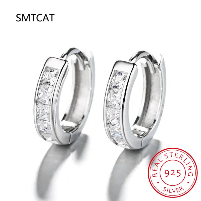 18k Plated Total 2.6CT Full Moissanite Hoop Earring for Women Sparkling Wedding Party Earring 925 Sterling Silver Jewelry Huggie