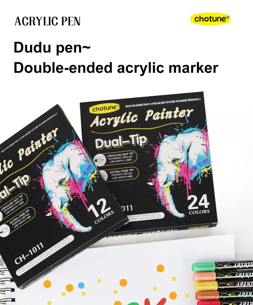 12/24/36 Color Double-ended Gouache Acrylic Marker Waterproof Pigment DIY Graffiti Marker Office and School Supplies