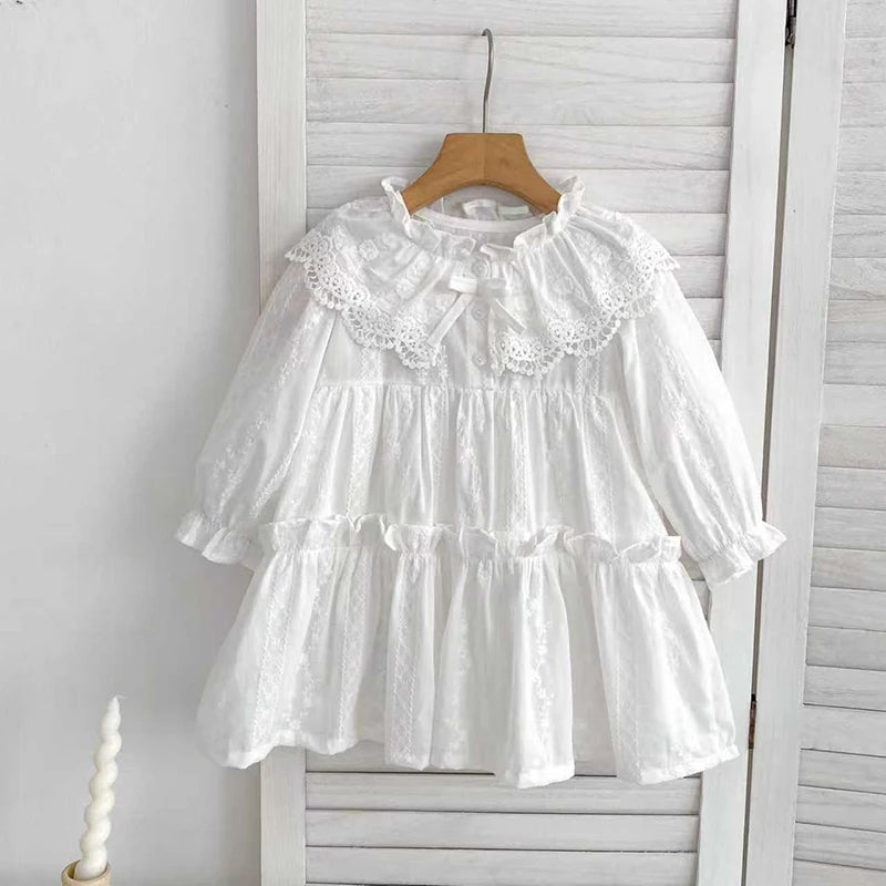 Spring Autumn New Kids Baby Dress Girls Lace Sweet Embroidery Princess Dress Kids Baby Girls Dress Cotton Children Clothes Dress