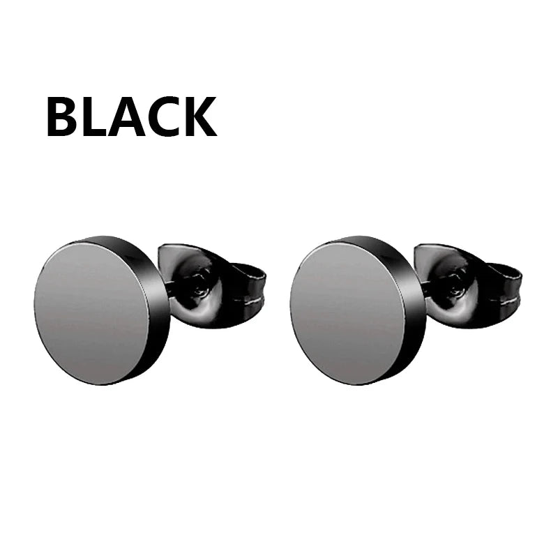 Black Punk Stainless Steel Women Men Hoop Earrings Small Trendy Round Cross Pendants Jewelry Accessories Earrings
