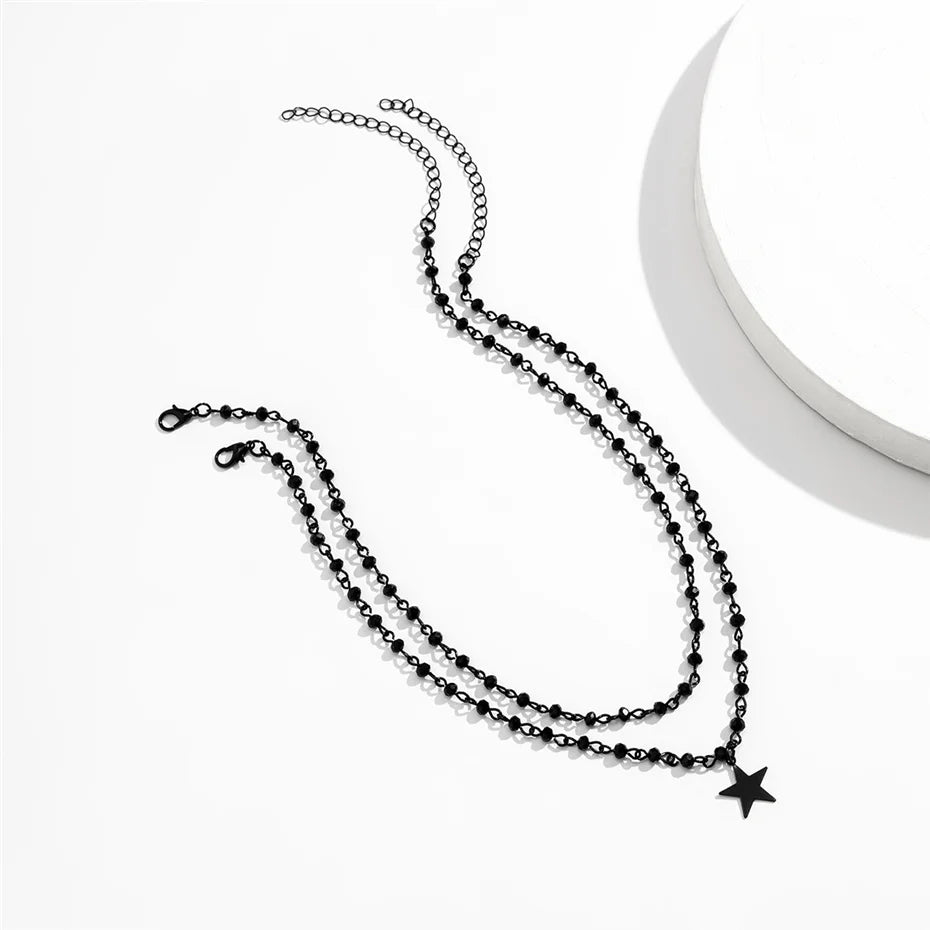 Ingemark Gothic Black Cross Jesus Star Pendant Choker Necklace for Women Punk Vintage Metal Chain Neck Jewelry Accessories New