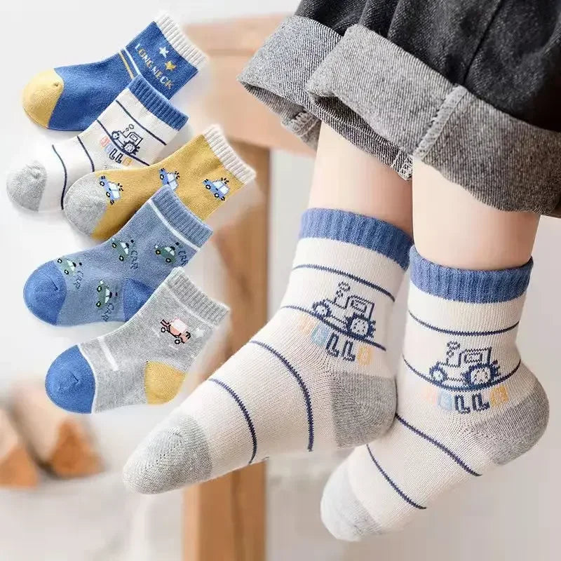 5 Pairs Kids Boys Socks Tennis Children Sport School Students Socks Spring Autumn Soft Cotton Toddler Mid Tube Girls Sports Sock