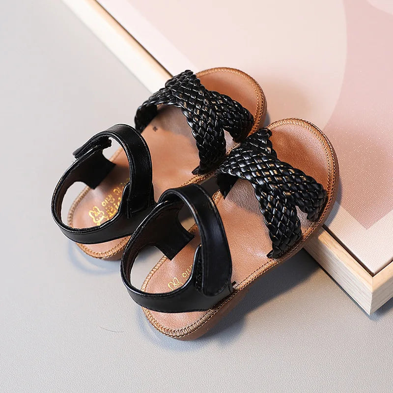 Baby Gladiator Beach Sandals Flat Casual Breathable Weave Roman Shoes Summer Kids Shoes 2026 Beach Children Sandals Girls F02121