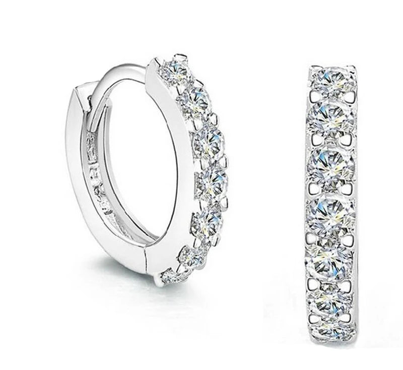 18k Plated Total 2.6CT Full Moissanite Hoop Earring for Women Sparkling Wedding Party Earring 925 Sterling Silver Jewelry Huggie