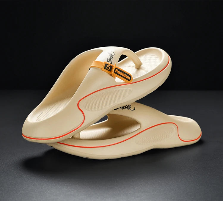 Men's flat slippers summer thick soft sole eva slippers outdoor beach sandals women's 45 non-slip comfortable bathroom slippers