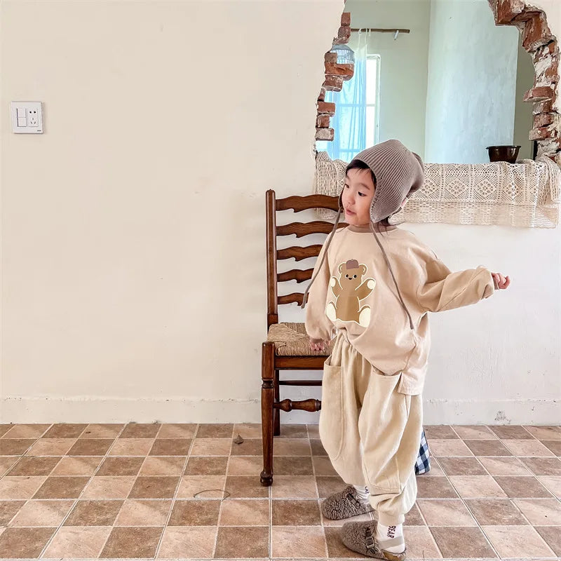 2026 Autumn New Girls Cotton Harem Pants Solid Children Loose Trousers Fashion Boys Casual Pants Loose Kids Clothes