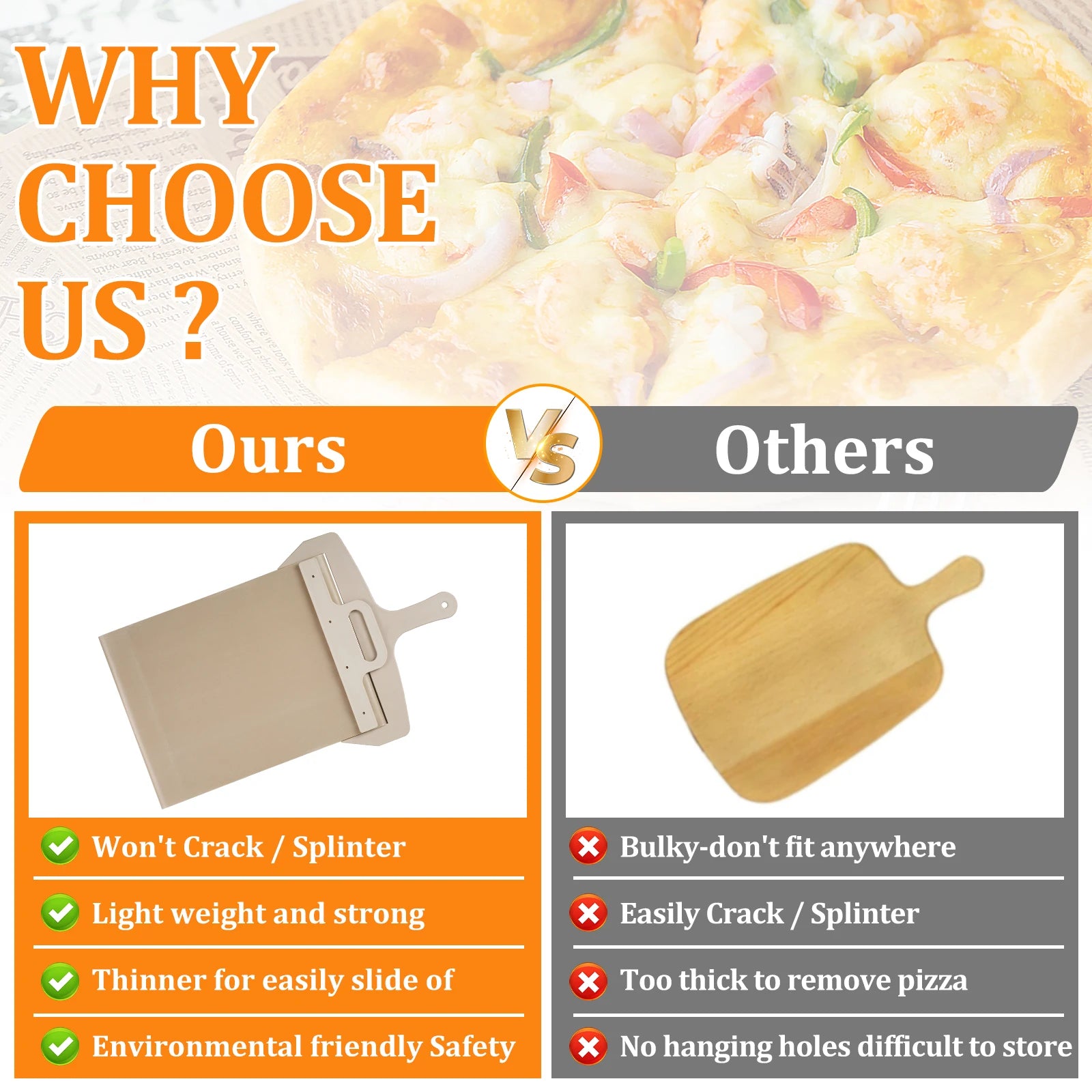 Sliding Pizza Shovel Dough Tray Pizza Board Paddle for Home Kitchen Oven Baking Non-Stick Pizza Spatula Cake Dessert Glide Plate