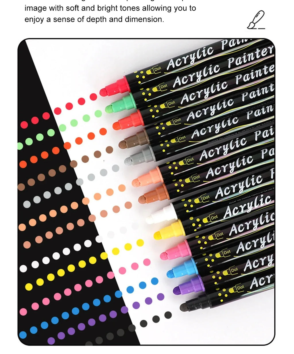 12/24/36 Color Double-ended Gouache Acrylic Marker Waterproof Pigment DIY Graffiti Marker Office and School Supplies