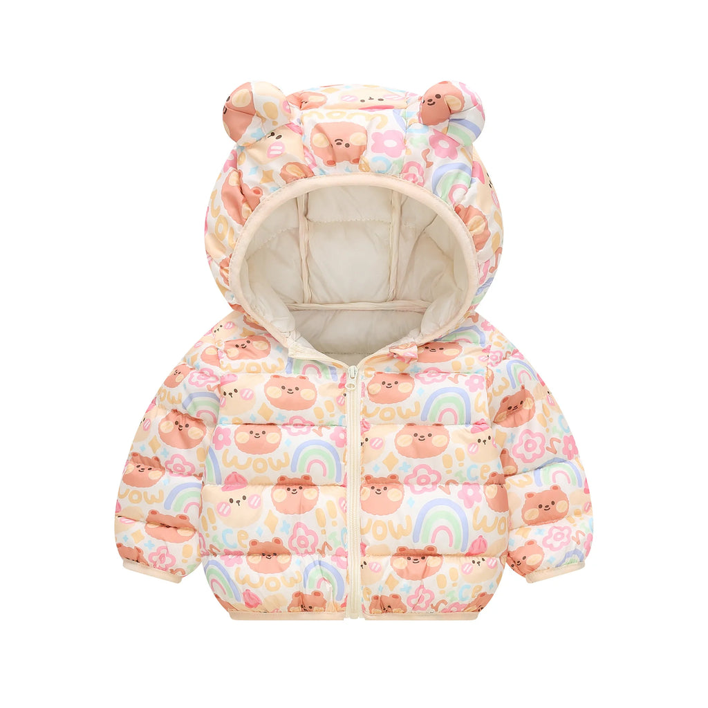New Autumn Winter Coats Children Cartoon Cotton Down Jacket Kids Cute Casual Fashion Outerwear Boys Girls Print Clothing