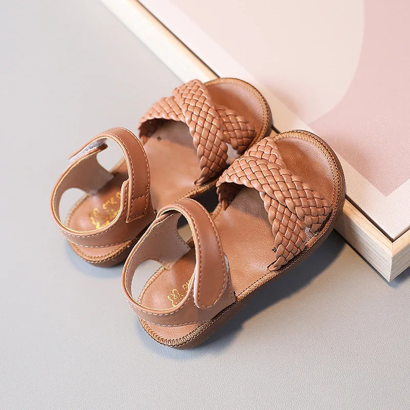 Baby Gladiator Beach Sandals Flat Casual Breathable Weave Roman Shoes Summer Kids Shoes 2026 Beach Children Sandals Girls F02121