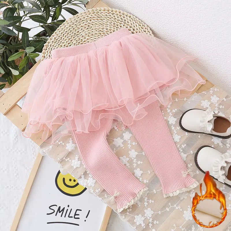 Girls Skirt-leggings Spring Autumn Mesh Skirt Pants for Kids Warm Winter Lace Children Leggings Toddler Trousers Baby Tights