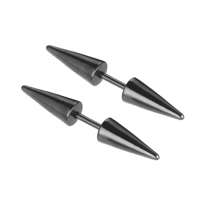 Black Punk Stainless Steel Women Men Hoop Earrings Small Trendy Round Cross Pendants Jewelry Accessories Earrings