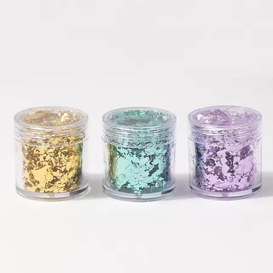Metallic Foil Flakes Golden Silvery Foil Decorative Paper Resin Mold Fillings Resin Jewelry Making For Nail Art, Painting, Craf