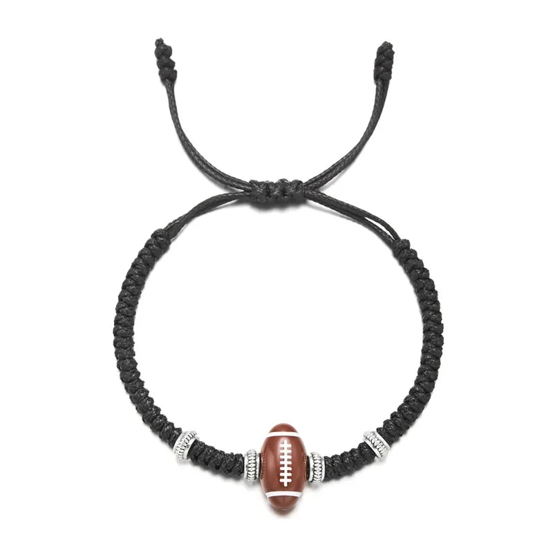 Leisure Ball Games Beads Rope Bracelet Unisex Handmade Braided Adjustable Knot 6 Styles Sports Braslet Outdoor Couple Hand Joias