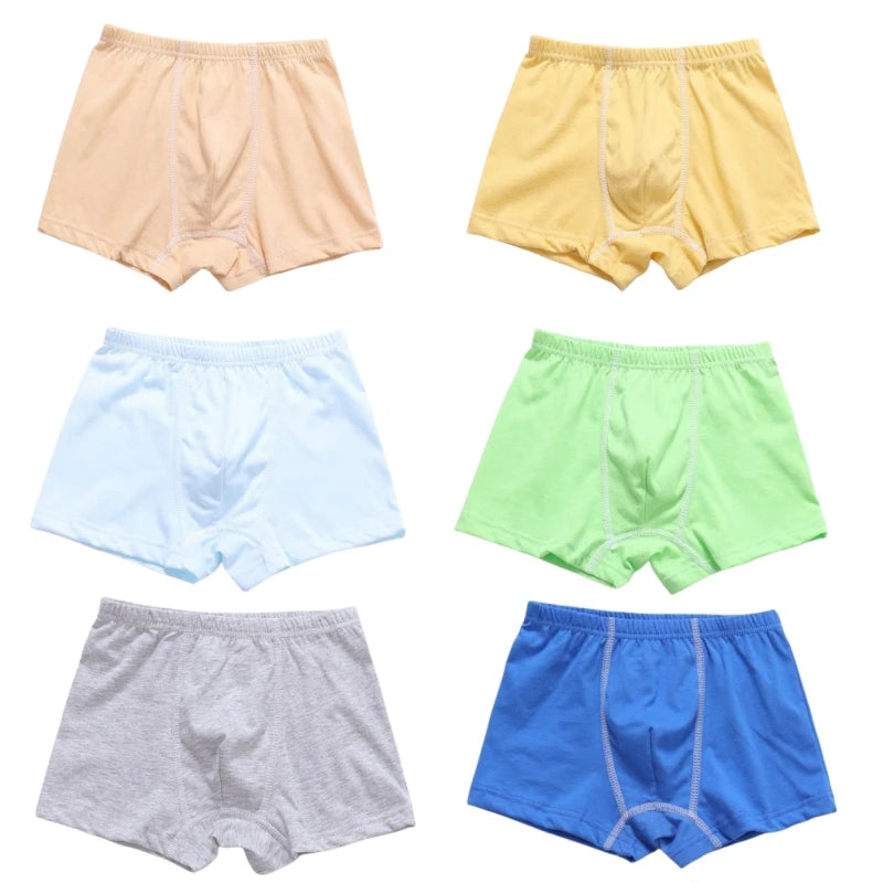 6pc Boys Boxer Solid Underwear Baby Panties Briefs Kids Panties for Children 2-10Years