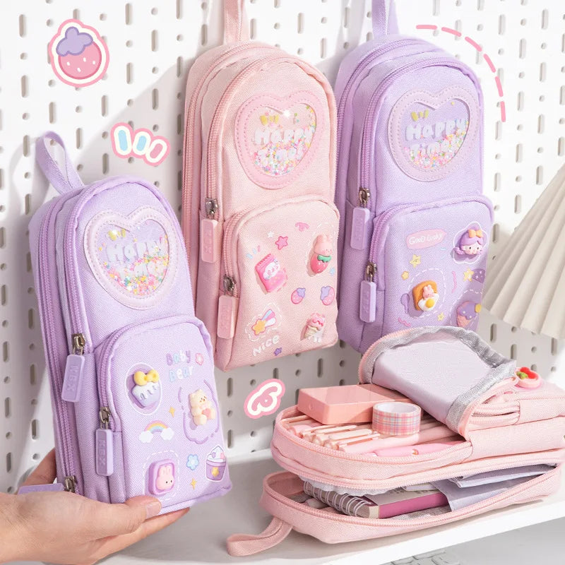 High Appearance Cute Cartoon Shaped Handheld Pencil Case with Large Capacity and Dirt Resistant Stationery Storage Bag