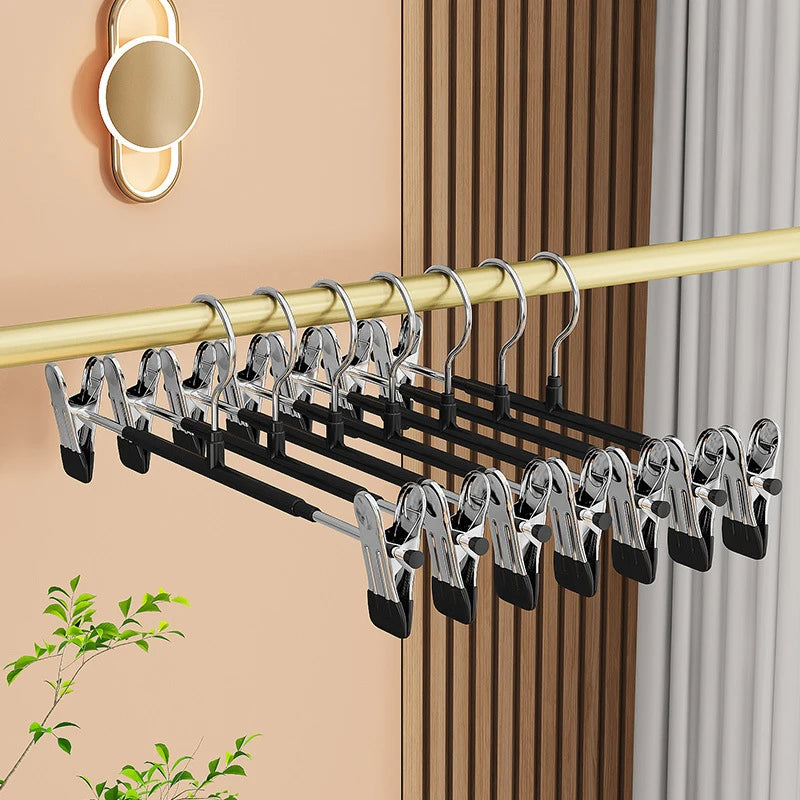 5Pcs Pants Hangers with Clips Adjustable Skirt Hangers for Women Non-Slip Trousers Hanger for Jeans Clothes Hangers for Pants