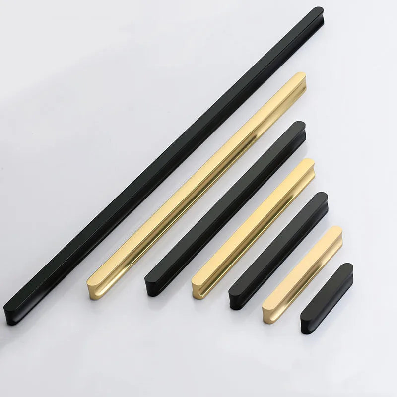 VARMSTUGA American Simple Black Aluminum Alloy Kitchen Cabinet Door Knobs and Handles Drawer Pulls Furniture Handle Hardware
