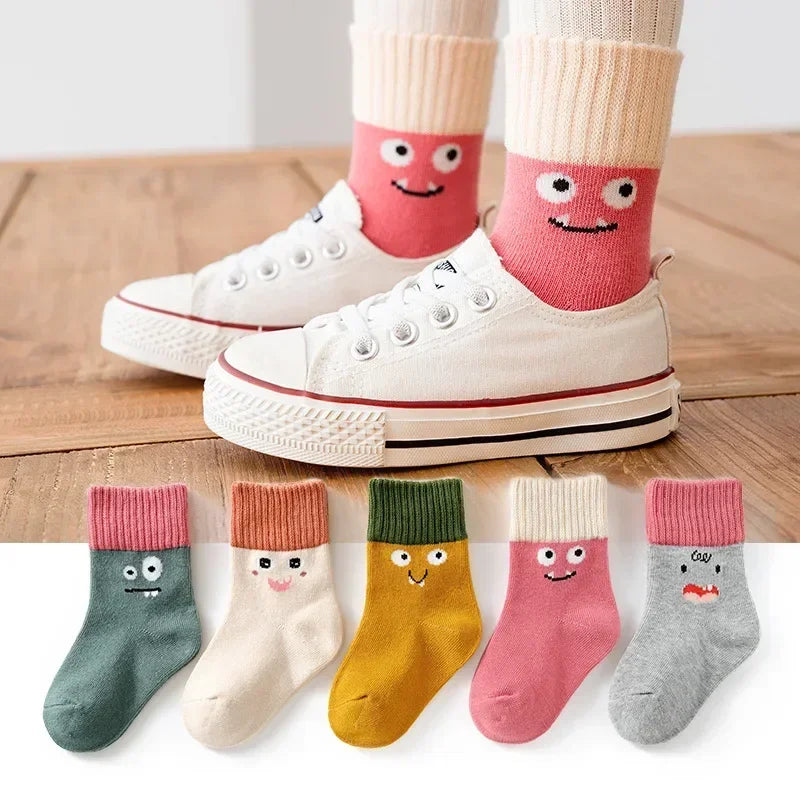 5 Pairs Kids Boys Socks Tennis Children Sport School Students Socks Spring Autumn Soft Cotton Toddler Mid Tube Girls Sports Sock