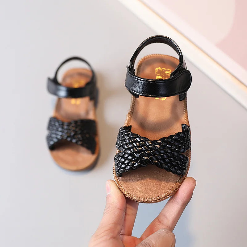 Baby Gladiator Beach Sandals Flat Casual Breathable Weave Roman Shoes Summer Kids Shoes 2026 Beach Children Sandals Girls F02121