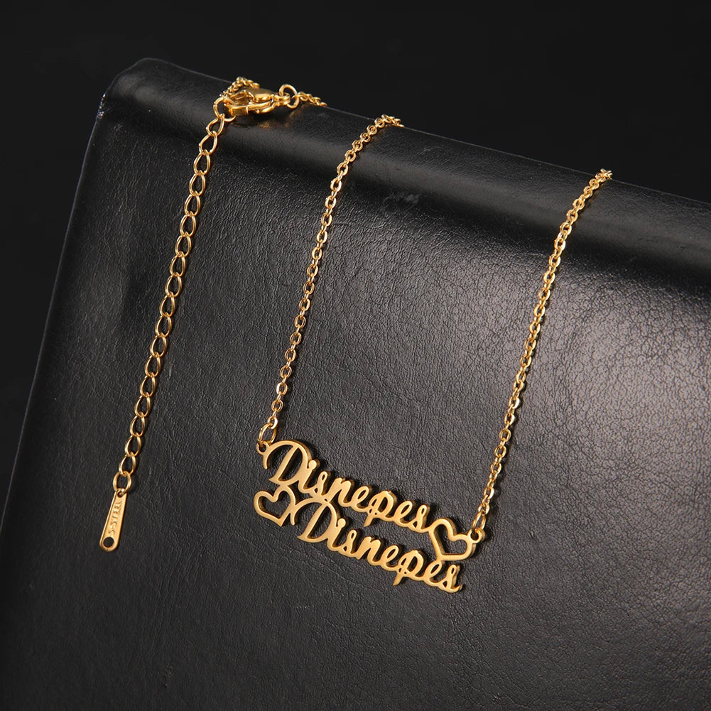 Custom Necklace Name Logo Personalized Pendant Nameplate Gift For Women Men Mother Couple Family Stainless Steel Chain Jewelry