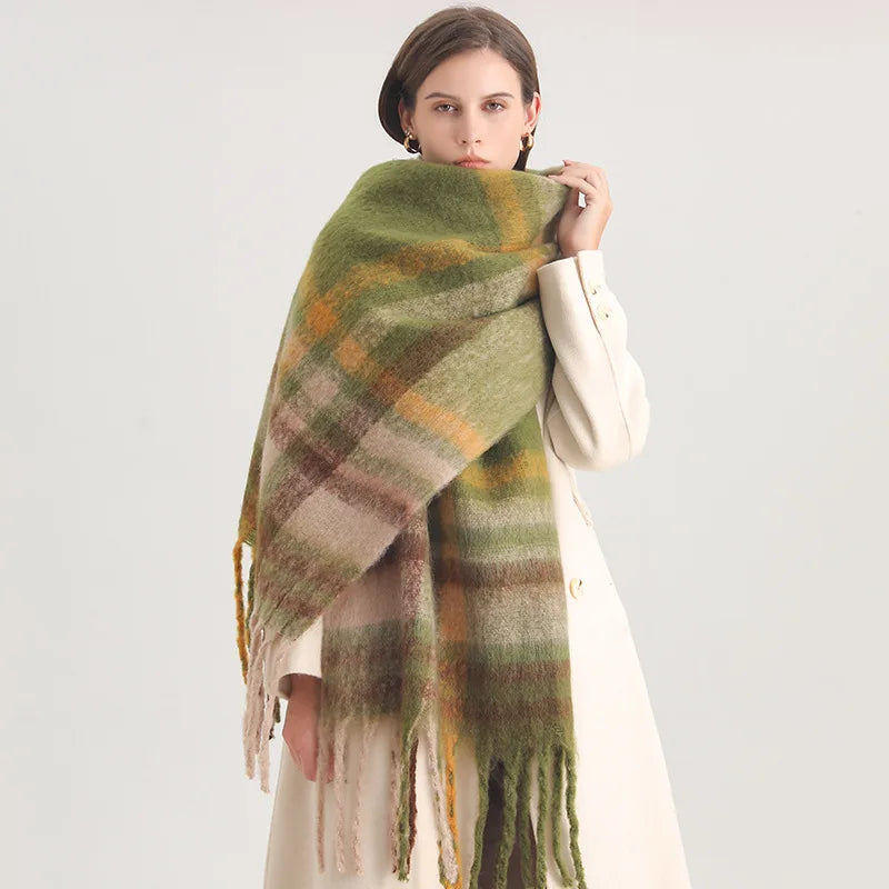 Korean Winter Imitation Cashmere Scarf Student Neck Thick Warm Shawl Men Women Popular Tassel Scarves Bufanda Blanket Thickening