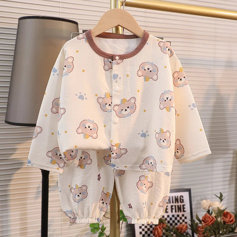 Kid Cute Cartoon New Sleepwear 2pcs Toddler Children Homewear Pajamas Thin Spring Summer Boys Girl Air Conditioning Clothing