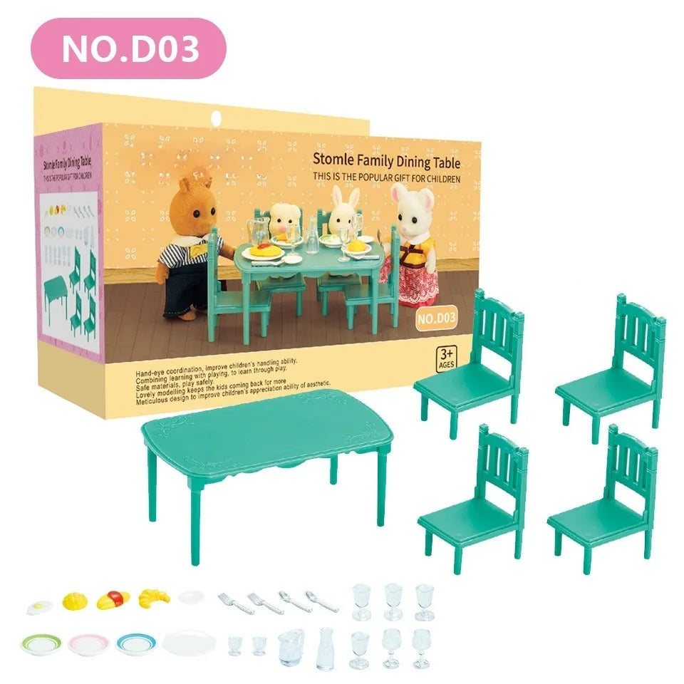 Dollhouse Furniture Set Doll house Bathroom/Kitchen/Fridge/Washing Machine Laundry Kids Doll House Miniature Pretend Play Toys